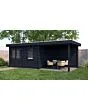 Lugarde Select Modern | Tuinhuis Emmen met Veranda Rechts 388 + 300 x 300 | Zwart Geolied