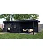 Lugarde Select Modern | Tuinhuis Emmen met Veranda Rechts 388 + 300 x 300 | Zwart Geolied