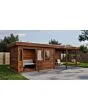 Lugarde Select Modern | Tuinhuis Zutphen met Veranda Rechts 388 + 400 x 300 | Bruin Geolied