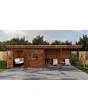 Lugarde Select Modern | Tuinhuis Zutphen met Veranda Rechts 388 + 400 x 300 | Bruin Geolied