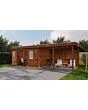 Lugarde Select Modern | Tuinhuis Zutphen met Veranda Rechts 388 + 400 x 300 | Bruin Geolied