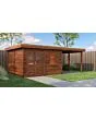 Lugarde Select Modern | Tuinhuis Almere met Veranda Rechts 388 + 300 x 388 | Bruin Geolied