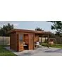 Lugarde Select Modern | Tuinhuis Vught met Veranda Rechts 250 + 300 x 250 | Bruin Geolied