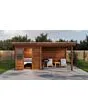 Lugarde Select Modern | Tuinhuis Vught met Veranda Rechts 250 + 300 x 250 | Bruin Geolied