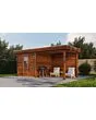 Lugarde Select Modern | Tuinhuis Vught met Veranda Rechts 250 + 300 x 250 | Bruin Geolied