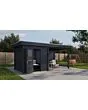 Lugarde Select Modern | Tuinhuis Vught met Veranda Rechts 250 + 300 x 250 | Zwart Geolied