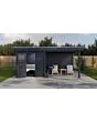 Lugarde Select Modern | Tuinhuis Vught met Veranda Rechts 250 + 300 x 250 | Zwart Geolied