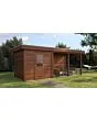 Lugarde Select Modern | Tuinhuis Dordrecht met Veranda Rechts 250 + 400 x 250 | Bruin Geolied