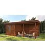 Lugarde Select Modern | Tuinhuis Dordrecht met Veranda Rechts 250 + 400 x 250 | Bruin Geolied
