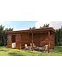 Lugarde Select Modern | Tuinhuis Dordrecht met Veranda Rechts 250 + 400 x 250 | Bruin Geolied