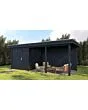 Lugarde Select Modern | Tuinhuis Dordrecht met Veranda Rechts 250 + 400 x 250 | Zwart Geolied