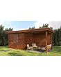 Lugarde Select Modern | Tuinhuis Tilburg met Veranda Rechts 300 + 300 x 250 | Bruin Geolied