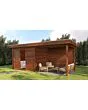 Lugarde Select Modern | Tuinhuis Tilburg met Veranda Rechts 300 + 300 x 250 | Bruin Geolied