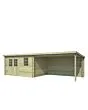 Outdoor Life Products | Tuinhuis met Overkapping Aida 760 x 275 | Geïmpregneerd | Olijfgroen