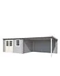 Outdoor Life Products | Tuinhuis met Overkapping Aida 760 x 275 | Gecoat | Platinum Grey-Wit