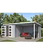 Outdoor Life Products | Tuinhuis met Overkapping Manuel 600 x 275 | Gecoat | Platinum Grey-Wit