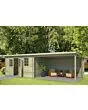 Outdoor Life Products | Tuinhuis met Overkapping Aida 760 x 275 | Geïmpregneerd | Olijfgroen