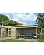 Outdoor Life Products | Tuinhuis met Overkapping Olenka 710 x 330 | Geïmpregneerd | Olijfgroen