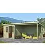 Outdoor Life Products | Tuinhuis met Overkapping Sunniva 570 x 275 | Geïmpregneerd | Olijfgroen