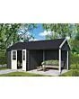 Outdoor Life Products | Tuinhuis met Overkapping Fraya 570 x 275 | Gecoat | Carbon Grey-Wit