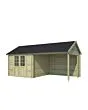 Outdoor Life Products | Tuinhuis met Overkapping Fraya 570 x 275 | Geïmpregneerd | Olijfgroen