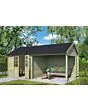 Outdoor Life Products | Tuinhuis met Overkapping Fraya 570 x 275 | Geïmpregneerd | Olijfgroen
