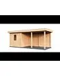 Lugarde Select Modern | Tuinhuis Dordrecht met Veranda Rechts 250 + 400 x 250 | Bruin Geolied