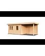 Lugarde Select Modern | Tuinhuis Neerkant met Veranda Rechts 388 + 300 x 250 | Zwart Geolied