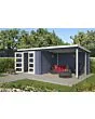 Outdoor Life Products | Tuinhuis met Overkapping Manuel 600 x 275 | Gecoat | Platinum Grey-Wit
