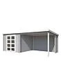 Outdoor Life Products | Tuinhuis met Overkapping Manuel 600 x 275 | Gecoat | Platinum Grey-Wit