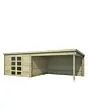 Outdoor Life Products | Tuinhuis met Overkapping Olenka 710 x 330 | Geïmpregneerd | Olijfgroen