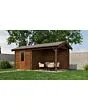Lugarde Select | Tuinhuis Markelo met Overkapping Rechts 250 + 300 x 250 | Keteldruk Bruin
