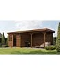 Lugarde Select | Tuinhuis Ede met Overkapping Rechts 250 + 400 x 250 | Keteldruk Bruin
