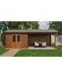 Lugarde Select | Tuinhuis Borne met Overkapping Rechts 300 + 400 x 250 | Keteldruk Bruin