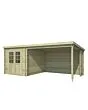 Outdoor Life Products | Tuinhuis met Overkapping Sunniva 570 x 275 | Geïmpregneerd | Olijfgroen