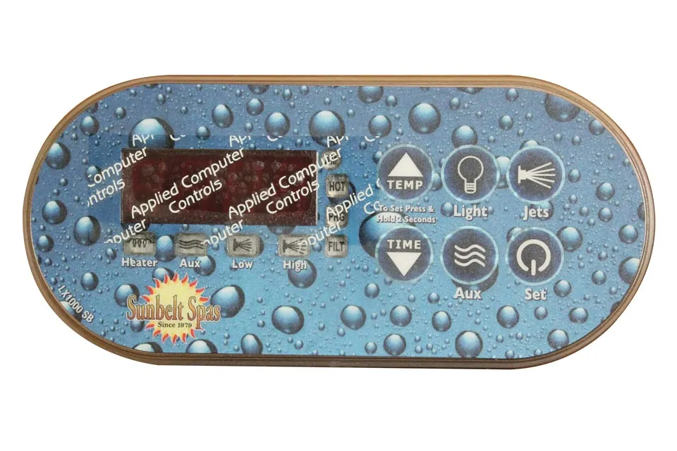 Top Side Panel SMTD 1000 - Light, Aux, Jets 1, Jets 2, Temp, Time, Set