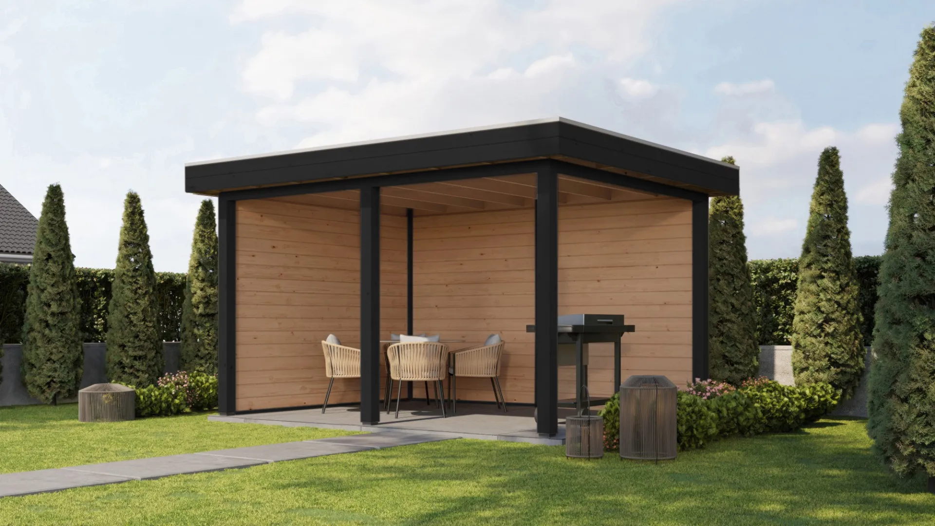 Fonteyn Exclusief Overkapping 388x300cm  - Gebeitst Transparant Eiken / RAL7021