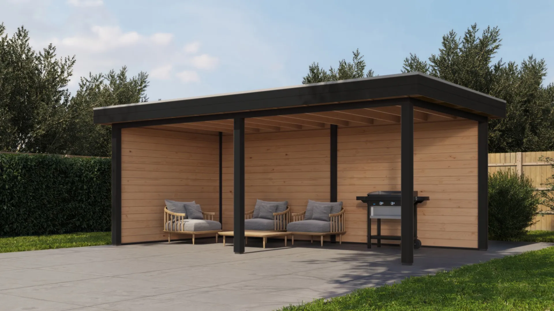 Fonteyn Exclusief Overkapping 588x300cm  - Gebeitst Transparant Eiken / RAL7021