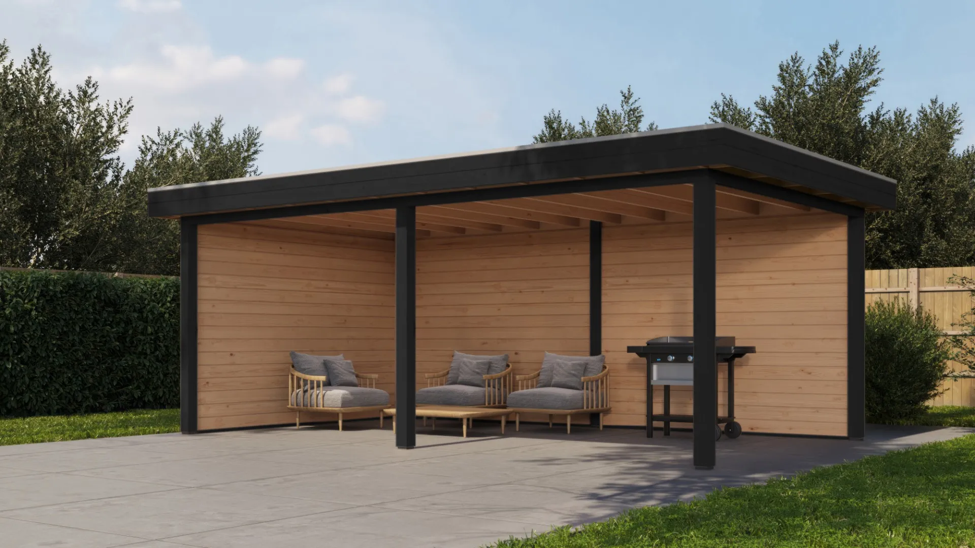 Fonteyn Exclusief Overkapping 588x350cm  - Gebeitst Transparant Eiken / RAL7021