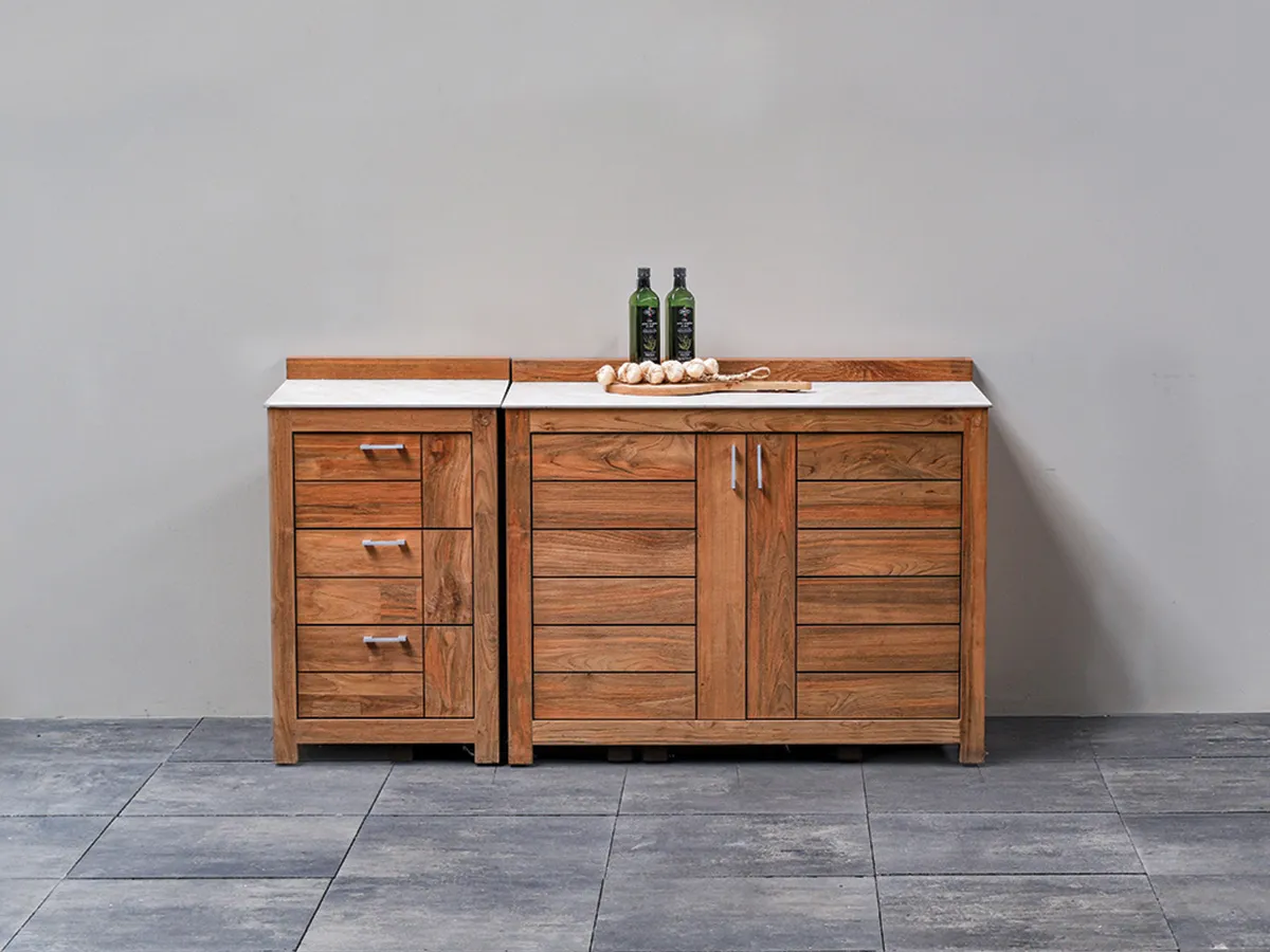 Passion Grills | Buitenkeuken Module Milano | Opstelling 04 | Albastro Cream