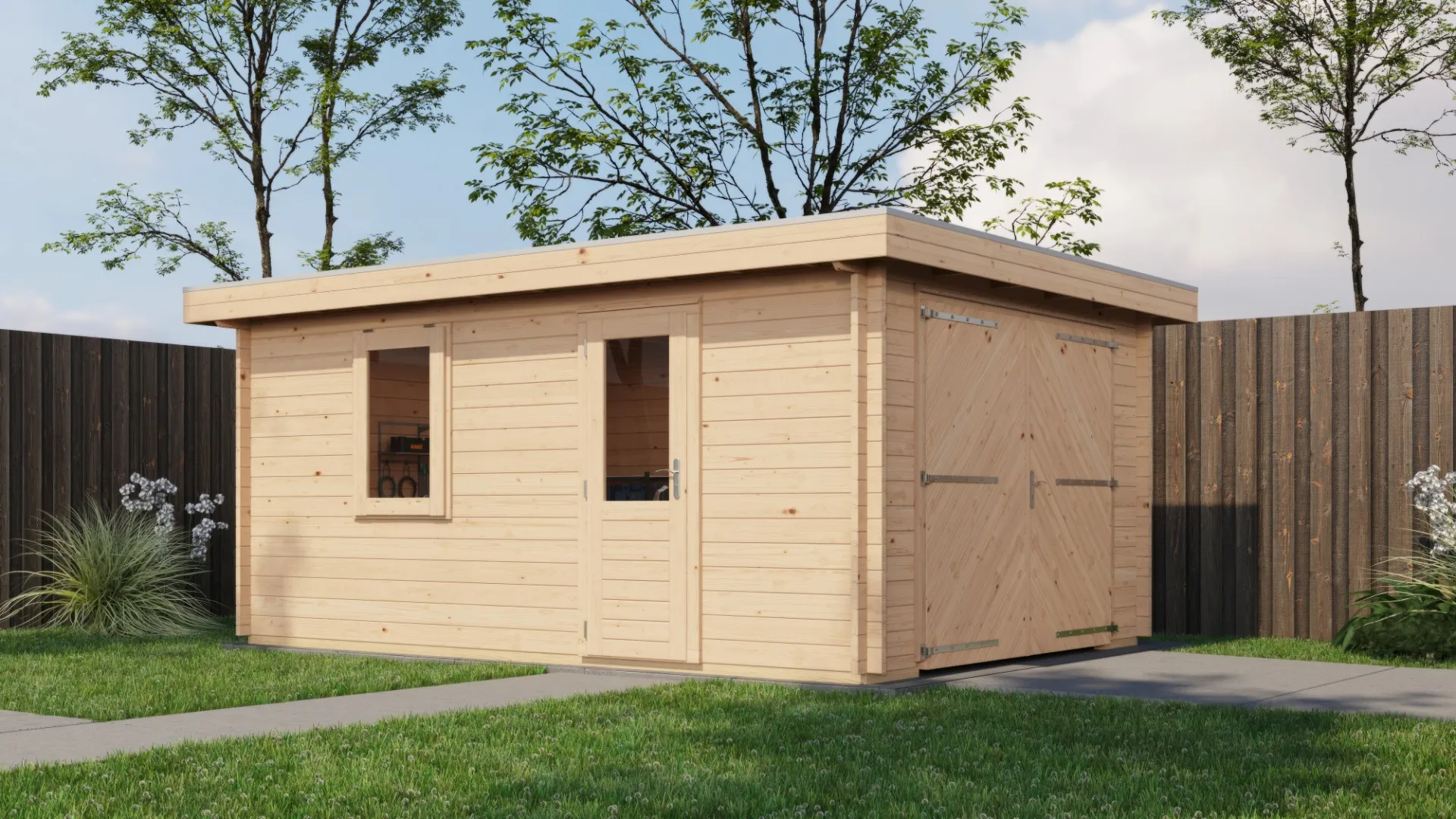 Lugarde Select | Tuinhuis Eibergen met Garagedeur 350 x 500 | Onbehandeld