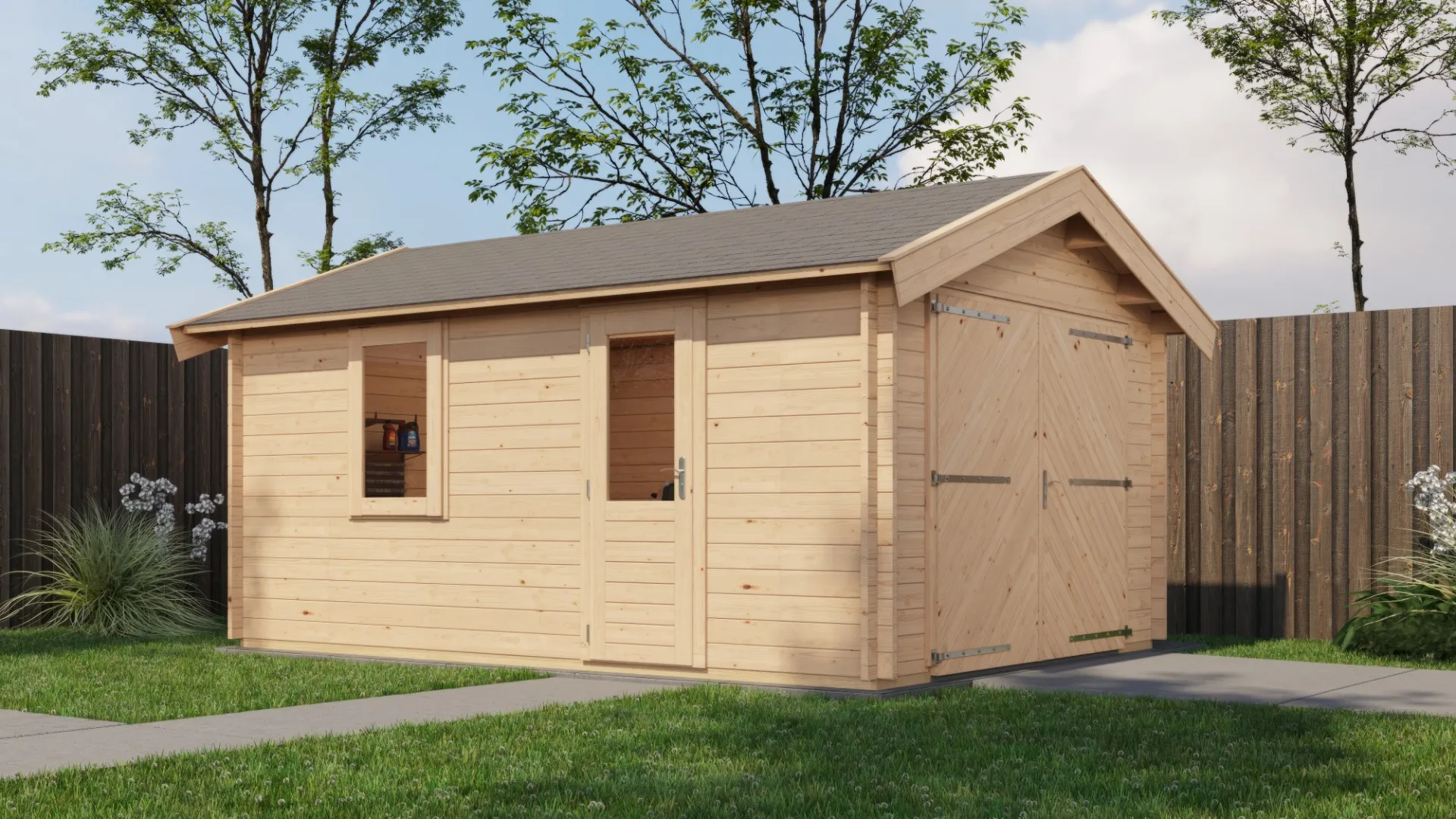 Lugarde Select | Tuinhuis Opheusden met Garagedeur 350 x 500 | Onbehandeld