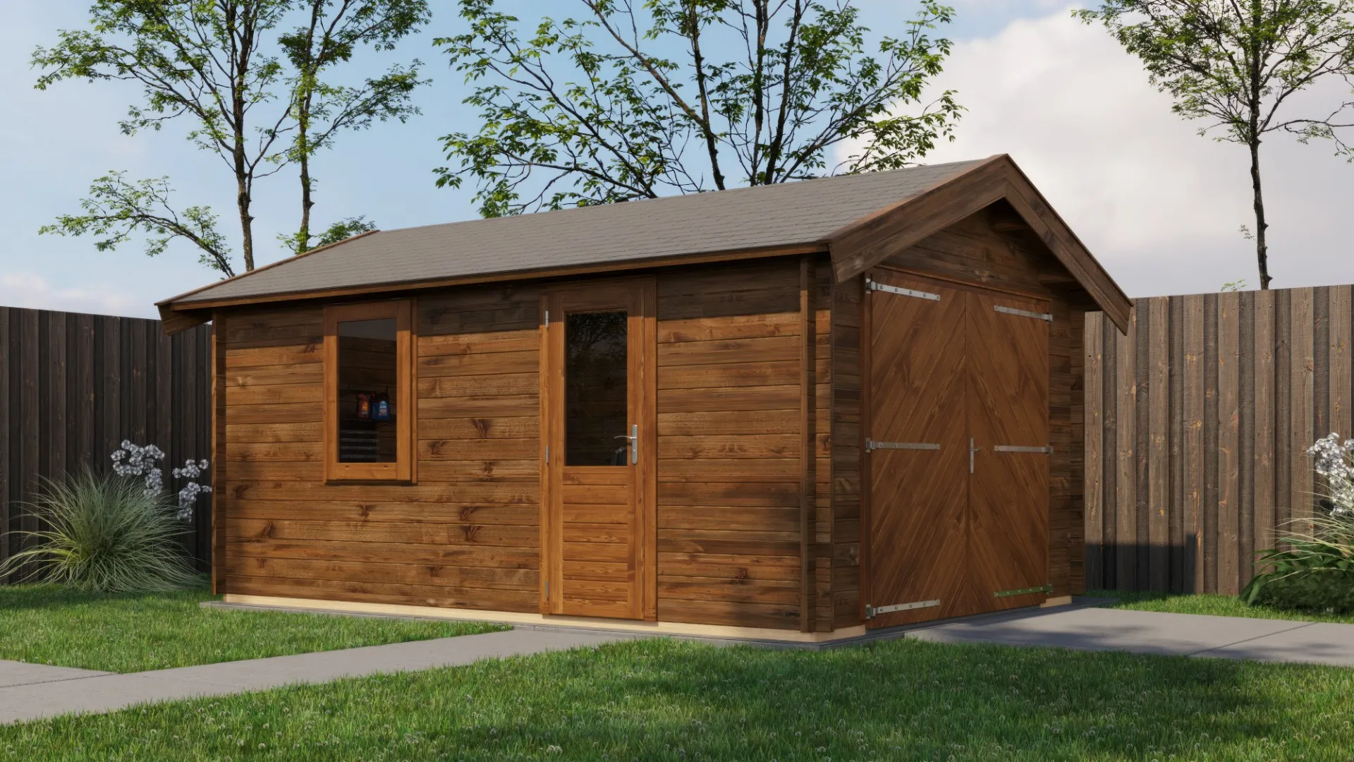 Lugarde Select | Tuinhuis Opheusden met Garagedeur 350 x 500 | Keteldruk Bruin