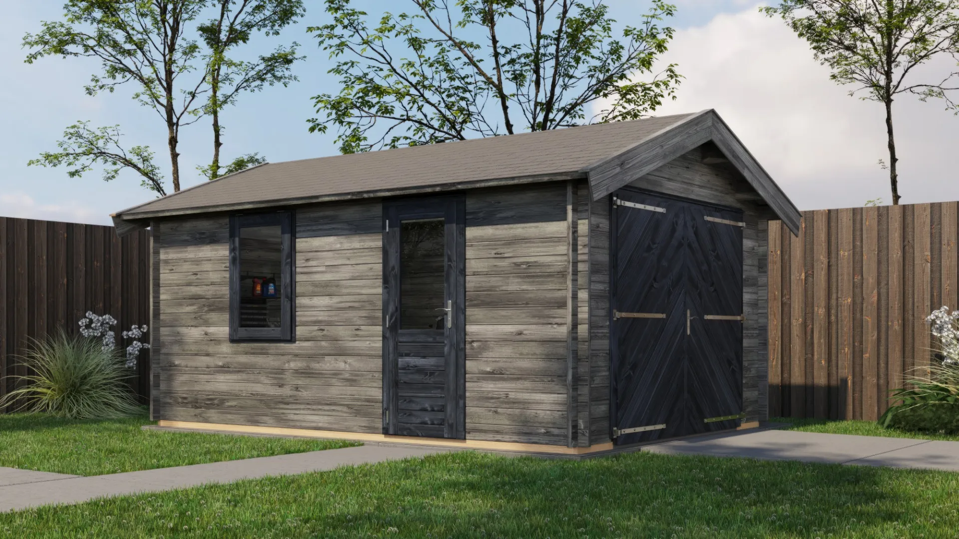 Lugarde Select | Tuinhuis Opheusden met Garagedeur 350 x 500 | Keteldruk Grijs