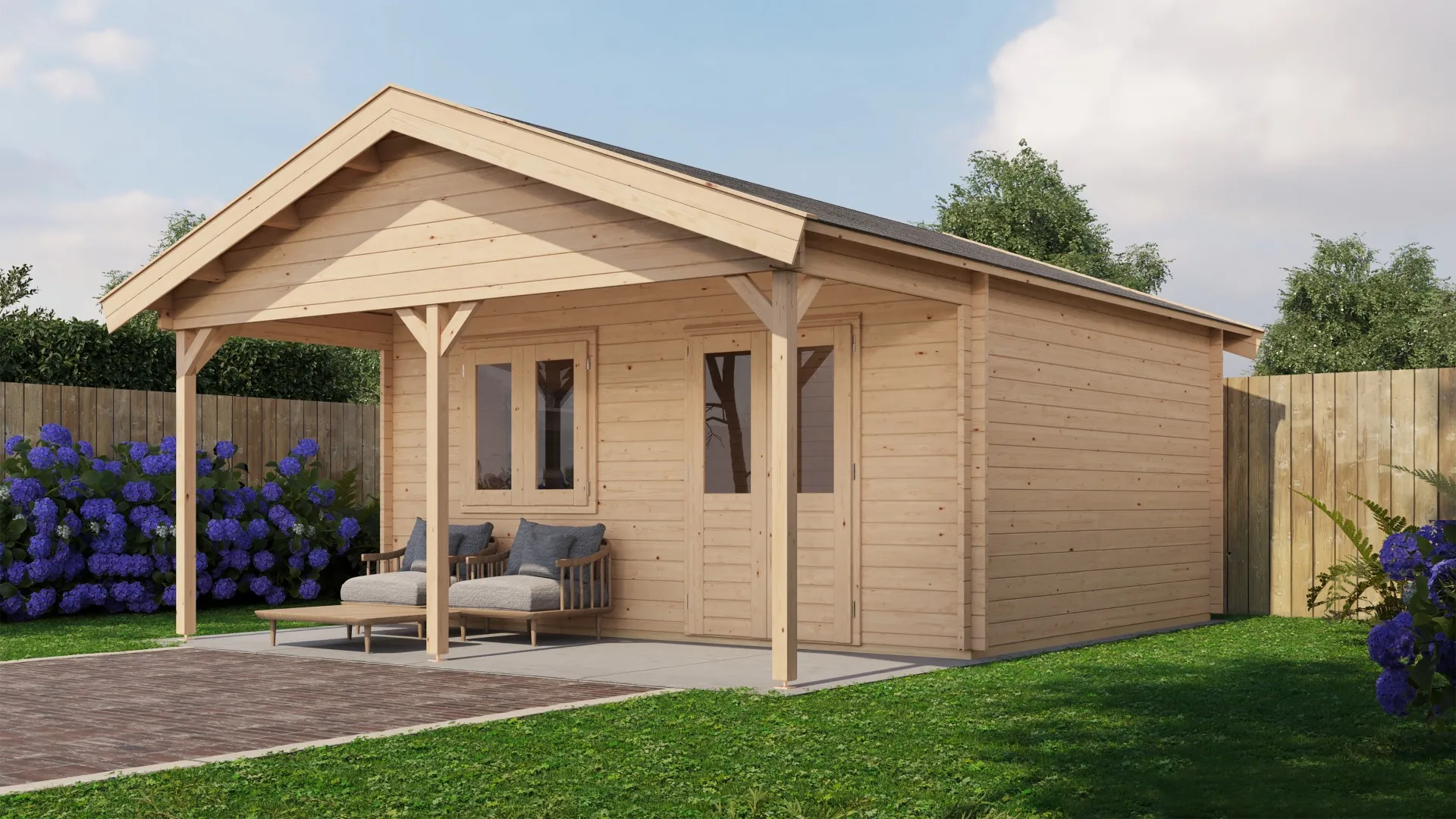 Lugarde Select | Tuinhuis Bennekom met Overkapping 500 + 200 x 400 | Onbehandeld
