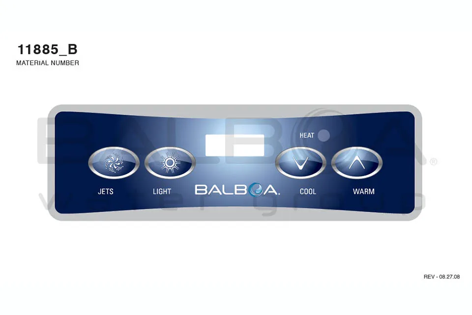 Balboa | Top Side Panel VL401 - Jets, Light, Cool, Warm